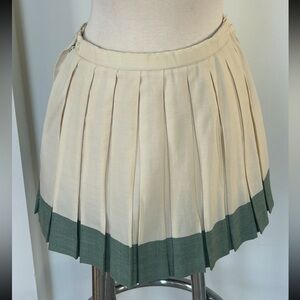 Vintage Fred Perry Pleated Skirt in Cream and Green